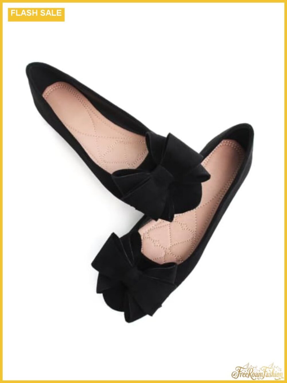 Women Bowknot Suede Pointed Toe Flats